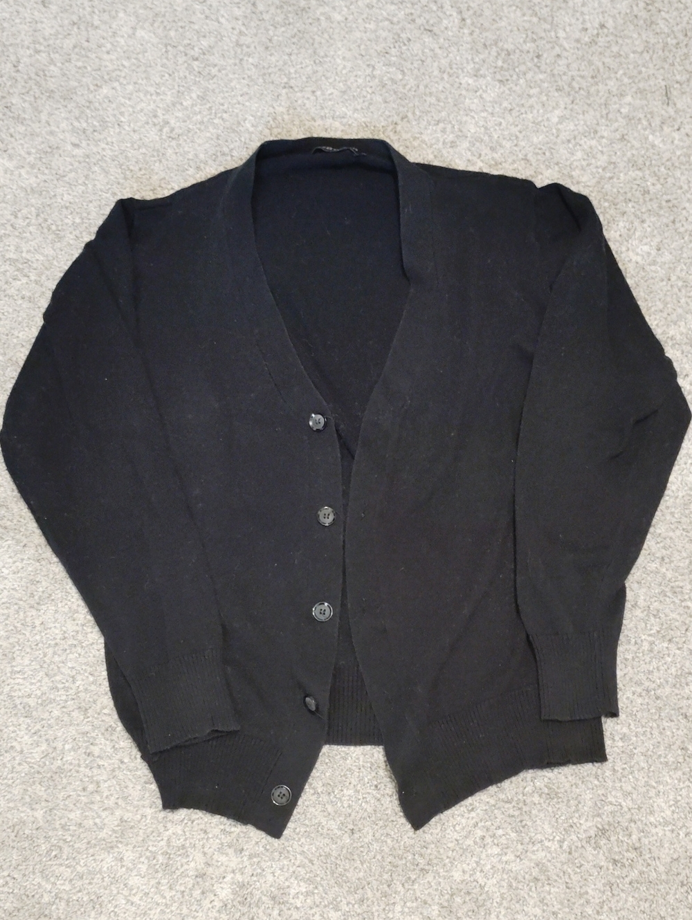 VOBOOM Classic Black V-Neck Button Cardigan Sweater